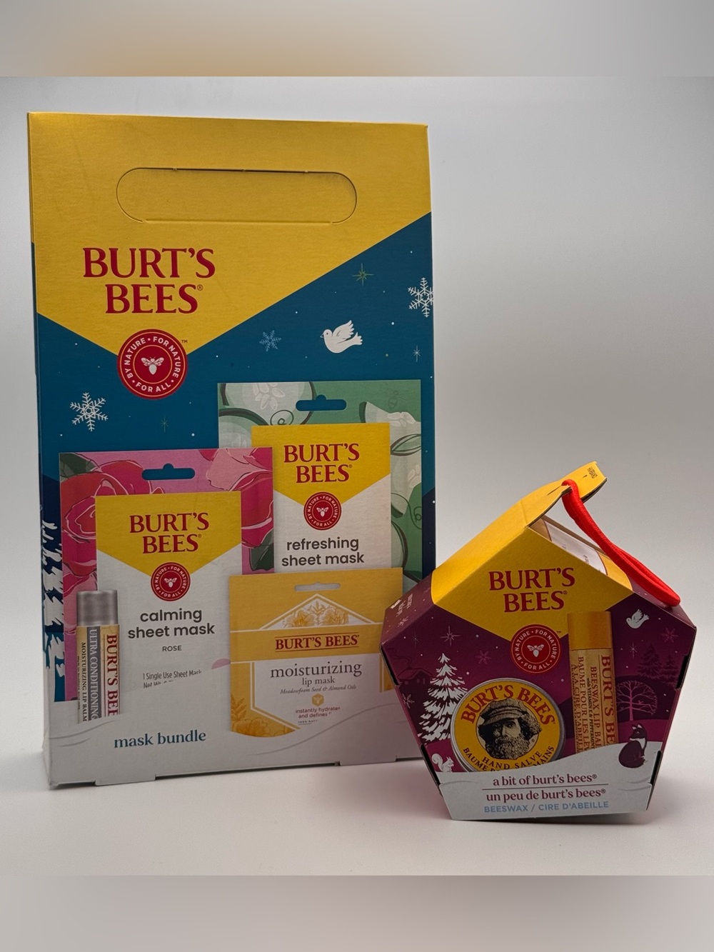 Burt’s Bees Gift Set Bundle - Beeswax Lip Balm Hand Salve+ Sheet Mask & Lip Balm